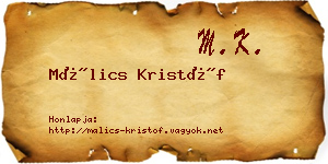 Málics Kristóf névjegykártya