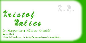 kristof malics business card